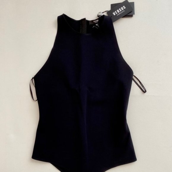 Versus by Versace Racerback Zip Tank Bodysuit Black - Picture 1 of 3